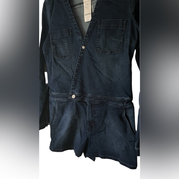 Bebe Surplice Utility Romper-Denim - Picture 4 of 7